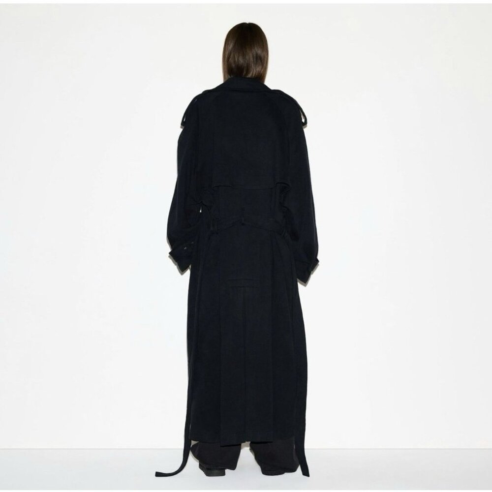 NWT Skims Boyfriend Fleece Oversized Trench Coat Size Small Washed Black Onyx - Picture 2 of 8
